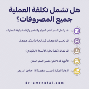 هل تشمل تكلفة العملية جميع المصروفات؟